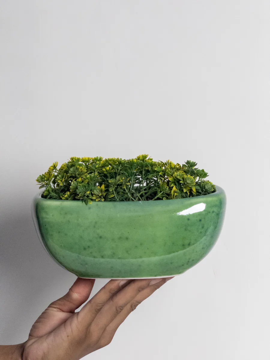 Classic Ceramic Planter — 15" Dia × 4" Height — Primary View