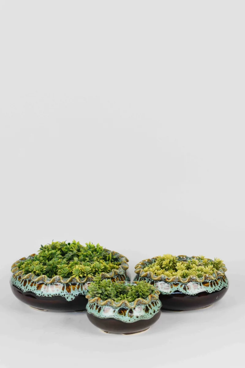 Classic Ceramic Planter — 15" Dia × 4" Height — Primary View