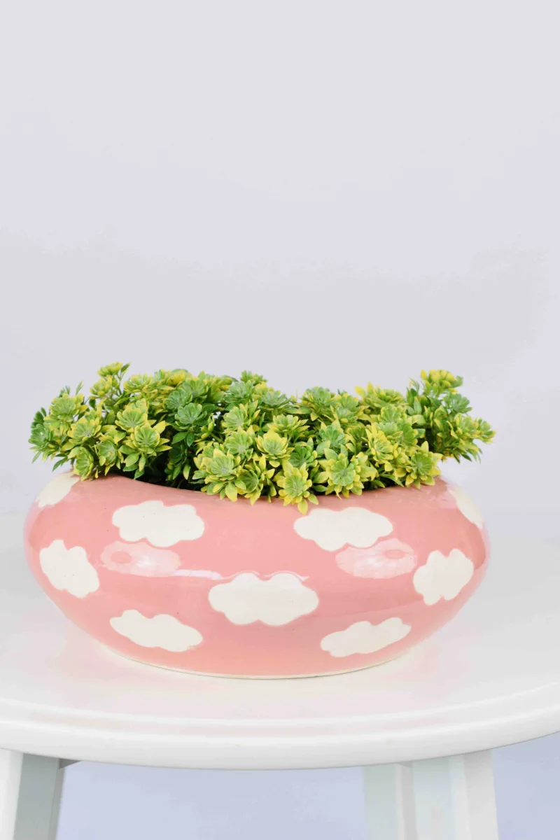 Classic Ceramic Planter — 10" Dia × 3" Height — Primary View