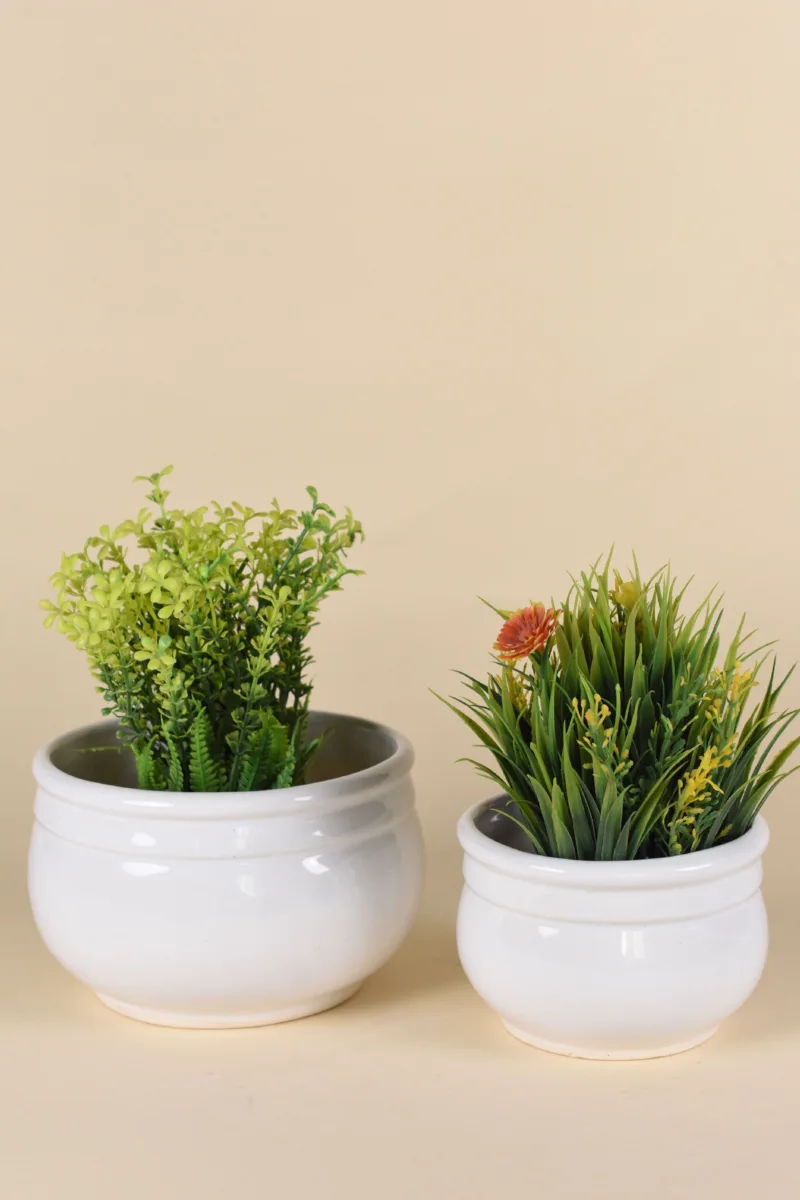 Classic Ceramic Planter Set of 2 (8" Dia × 8" Height) — Primary View