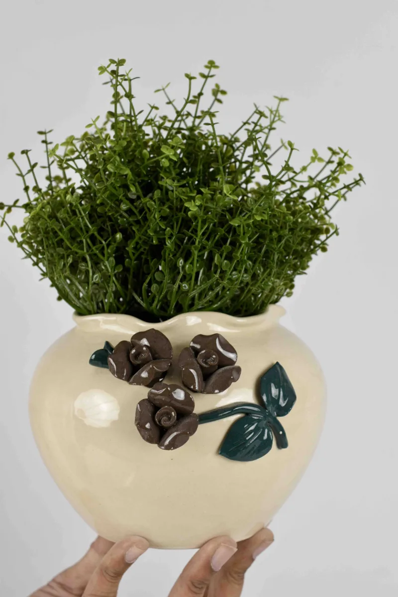Classic Ceramic Planter — 12" Dia × 2.5" Height — Primary View