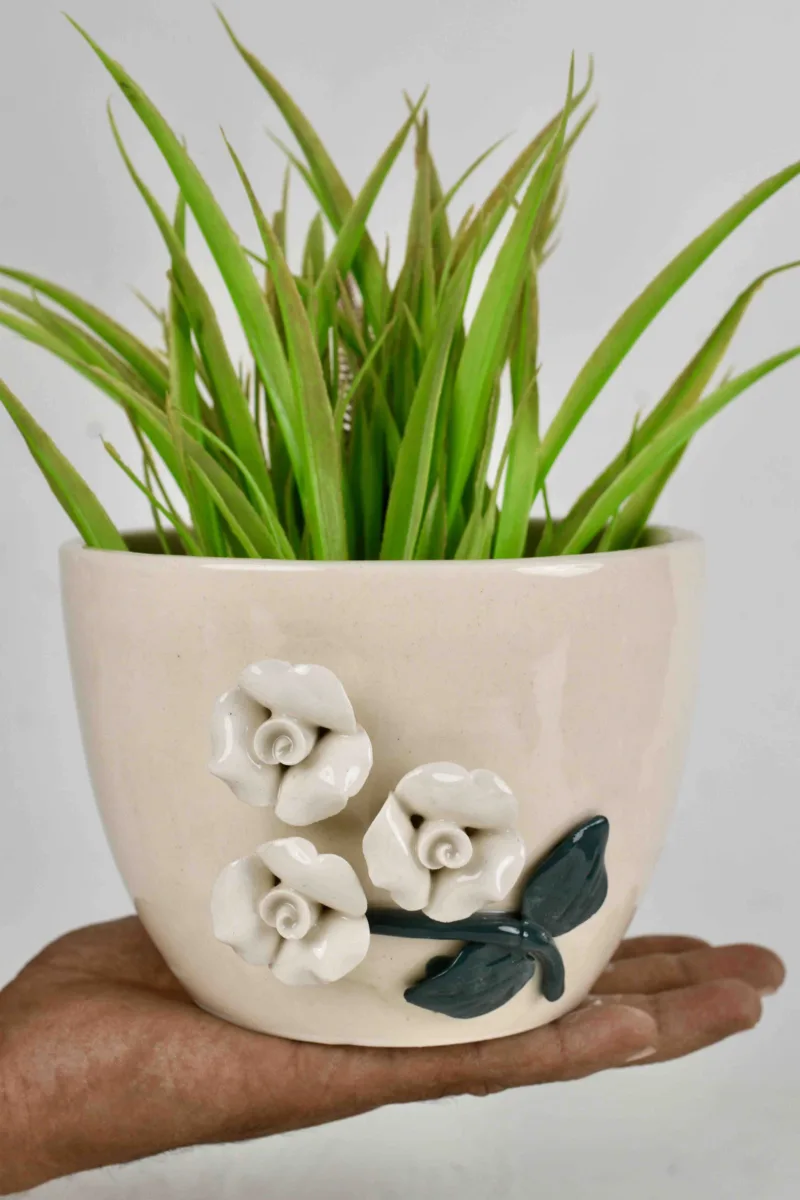 Classic Ceramic Planter — 8" Dia × 4" Height — Primary View